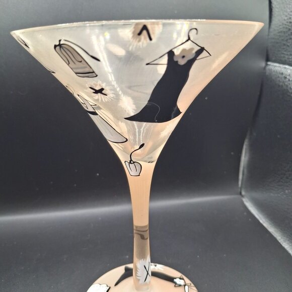 Hand-Painted Lolita "Glamour-Tini" Martini Glass With Fashion-Themed Design - Picture 4 of 6